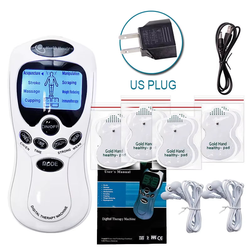 8 Mode Electric Tens Muscle Stimulator Ems Acupuncture Body Massage Digital Therapy Machine Electrostimulator Body Care Massager