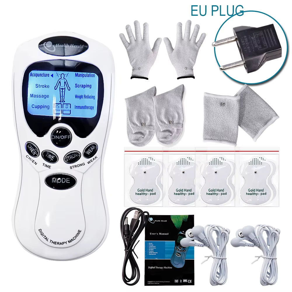 8 Mode Electric Tens Muscle Stimulator Ems Acupuncture Body Massage Digital Therapy Machine Electrostimulator Body Care Massager