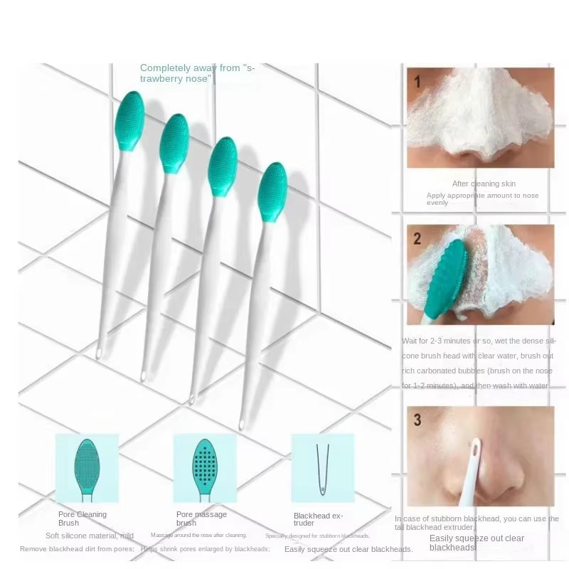 Skin Care Lip Exfoliating Facial Cleansing Face Scrub Nose Clean Brush Blackhead Remove Silicone Double-Sided Skin Care Tool
