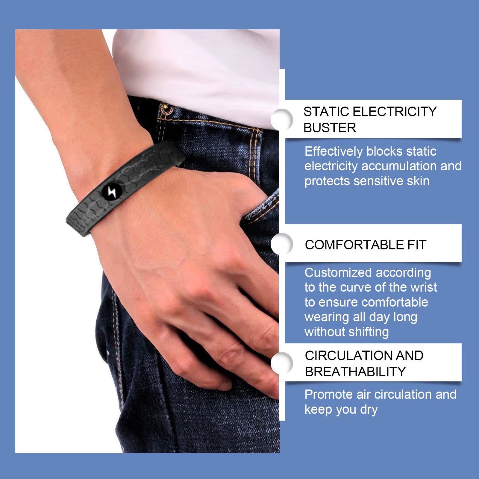 Energy Therapy Bracelet Relieve Arthritis Pain Hand Numbness anti Fatigue Improve Circulation Adjustable Bracelets
