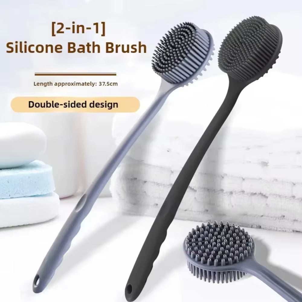 Silicone Soft Back Scrubber Brush Bath Shower Body Scrubbing Brush with Handle Exfoliating Scrub Body Care Massager Bath Supplie
