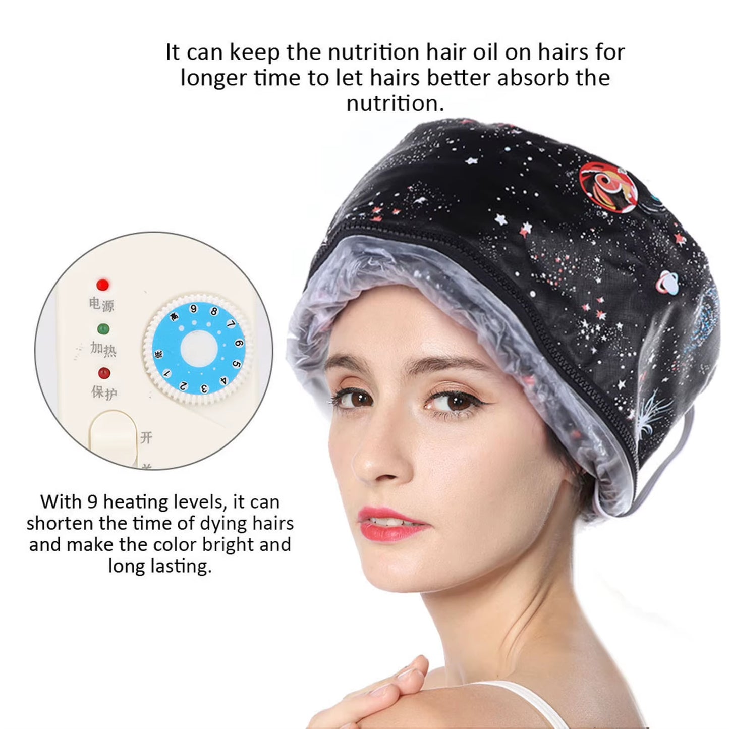 9 Levels Electric Heating Hair Care Hat Thermal Mask Baking Oil Cap Hair Dryer Hot Oil Treatment Hair Care SPA Beauty EU 220V