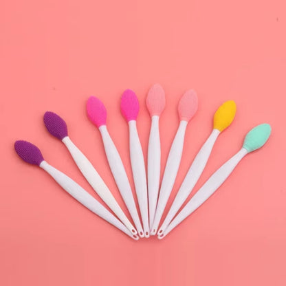 Skin Care Lip Exfoliating Facial Cleansing Face Scrub Nose Clean Brush Blackhead Remove Silicone Double-Sided Skin Care Tool