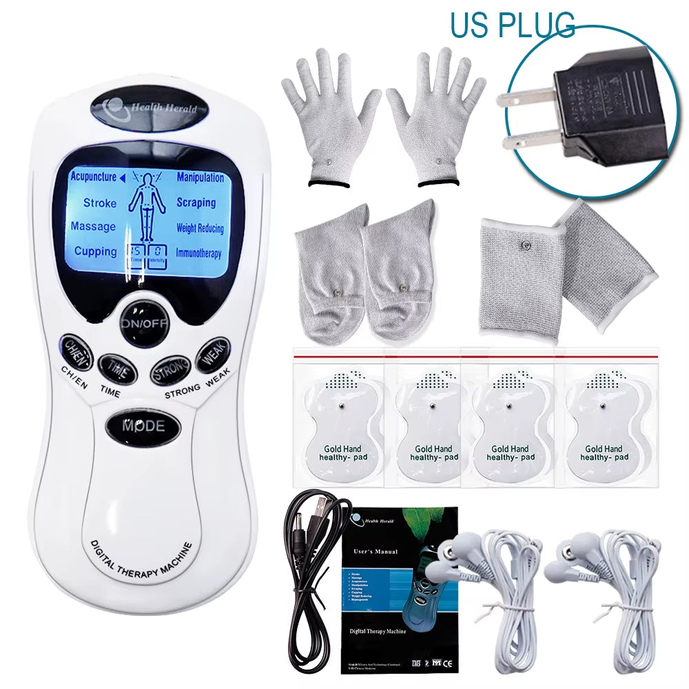 8 Mode Electric Tens Muscle Stimulator Ems Acupuncture Body Massage Digital Therapy Machine Electrostimulator Body Care Massager