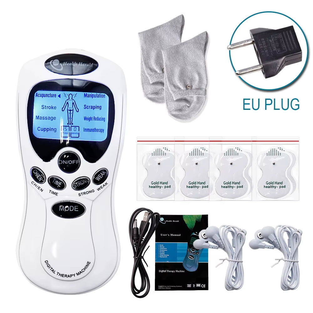 8 Mode Electric Tens Muscle Stimulator Ems Acupuncture Body Massage Digital Therapy Machine Electrostimulator Body Care Massager