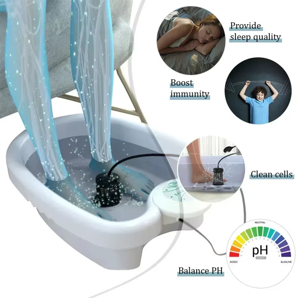 Foot Detox Machine Portable Ion Detoxifier Footbath Foot Washing Spa Foot Bath Pedicure Ionic Detox Massage Blood Circulation